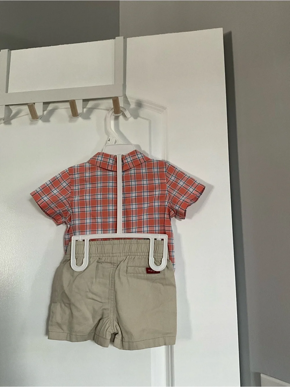 Wrangler Orange and Blue Plaid Short-Sleeve Button Bodysuit